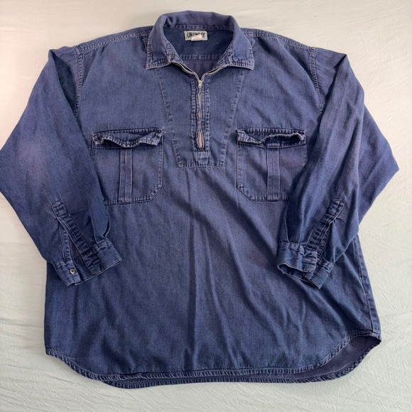 UNIONBAY Other - Unionbay Mens Vintage Denim Quarter Zip Pullover Shirt Blue Large Cotton 90s